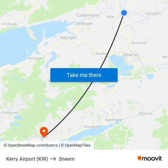 Kerry Airport (KIR) to Sneem map
