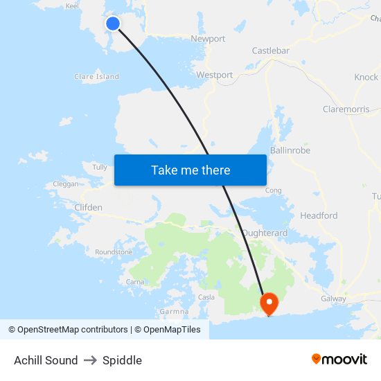 Achill Sound to Spiddle map