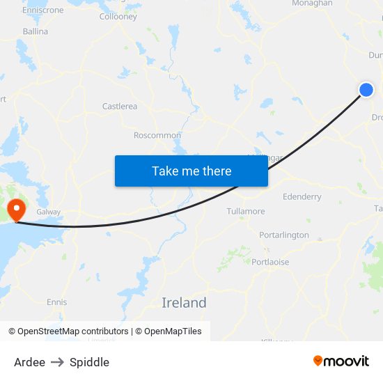 Ardee to Spiddle map