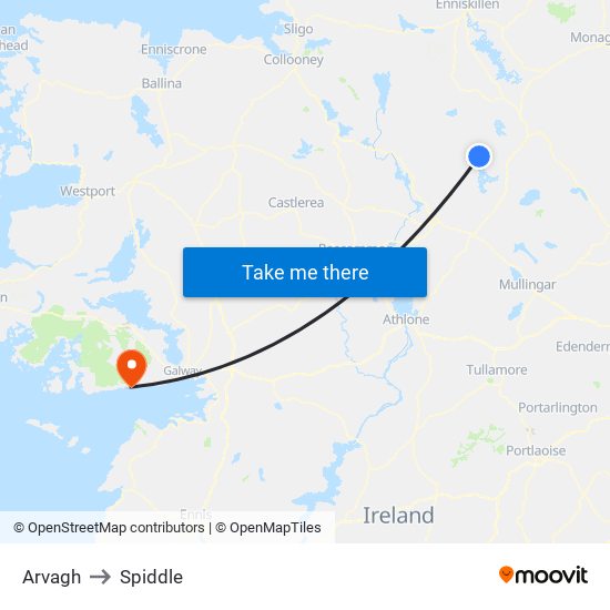 Arvagh to Spiddle map