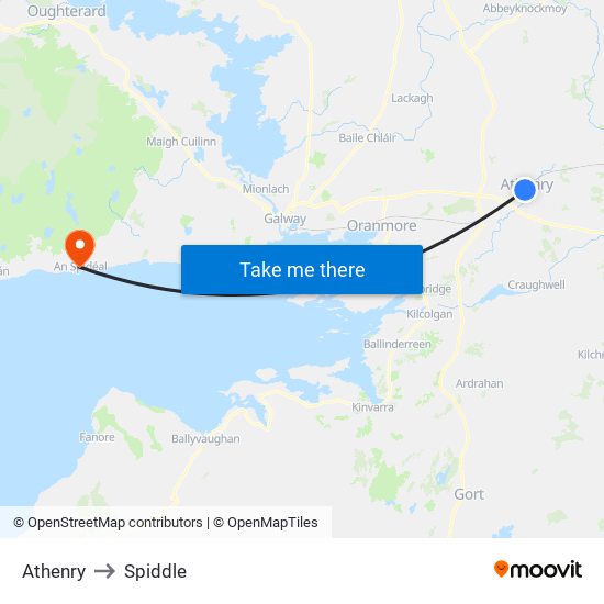 Athenry to Spiddle map