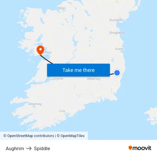Aughrim to Spiddle map