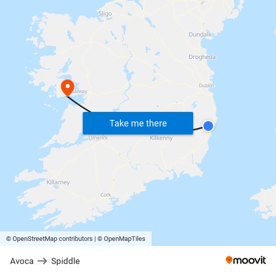 Avoca to Spiddle map
