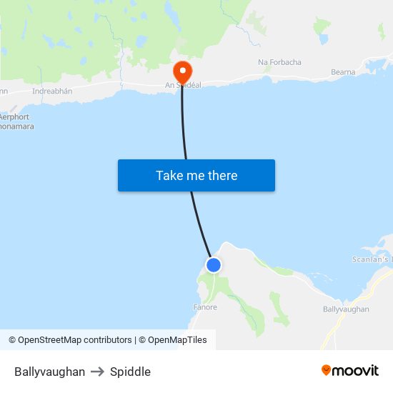 Ballyvaughan to Spiddle map