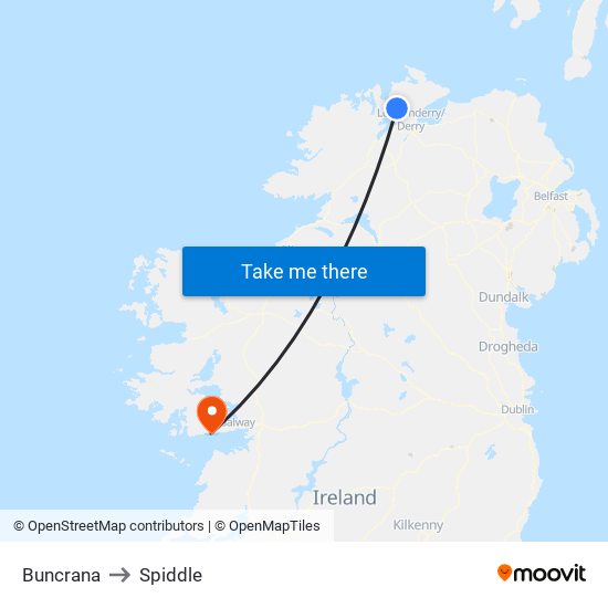 Buncrana to Spiddle map