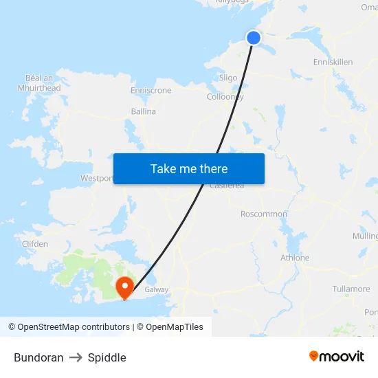 Bundoran to Spiddle map