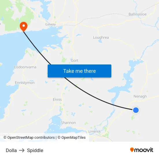 Dolla to Spiddle map