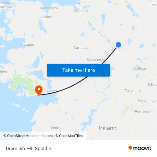 Drumlish to Spiddle map