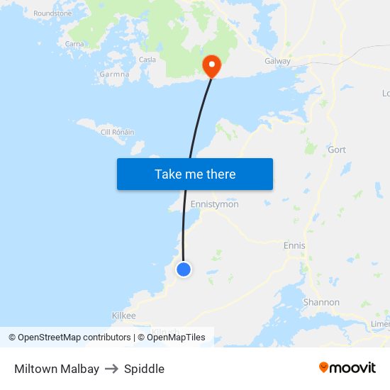 Miltown Malbay to Spiddle map