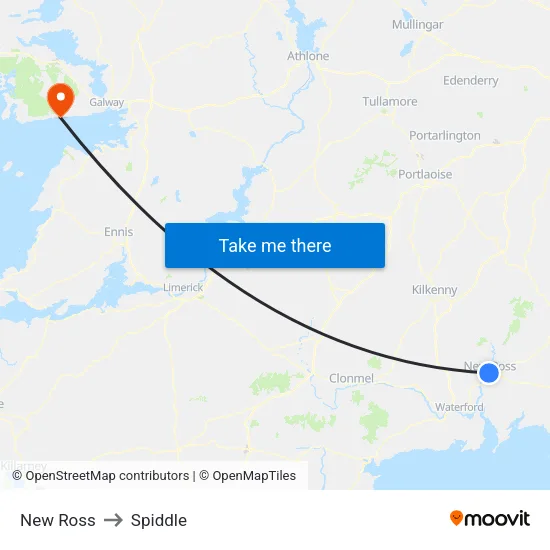 New Ross to Spiddle map