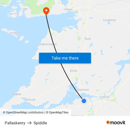 Pallaskenry to Spiddle map