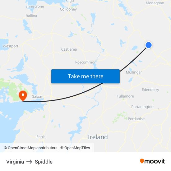 Virginia to Spiddle map