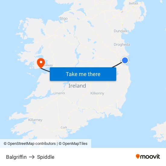 Balgriffin to Spiddle map