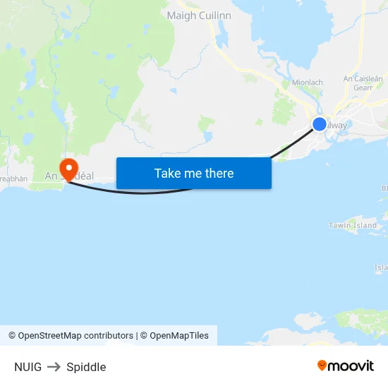 NUIG to Spiddle map