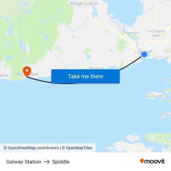 Galway Station to Spiddle map