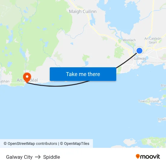 Galway City to Spiddle map