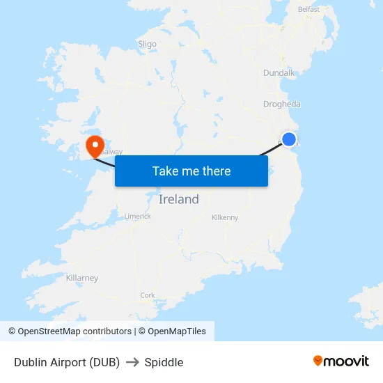 Dublin Airport (DUB) to Spiddle map
