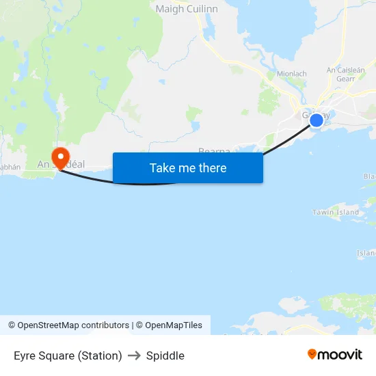Eyre Square (Station) to Spiddle map