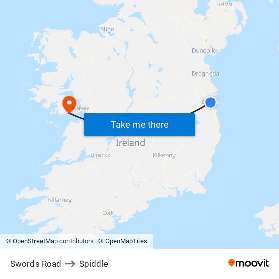 Swords Road to Spiddle map