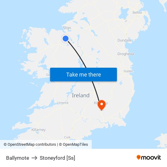 Ballymote to Stoneyford [Ss] map