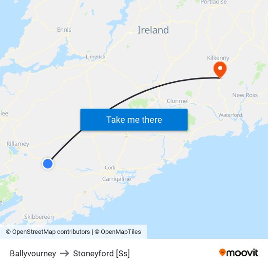 Ballyvourney to Stoneyford [Ss] map