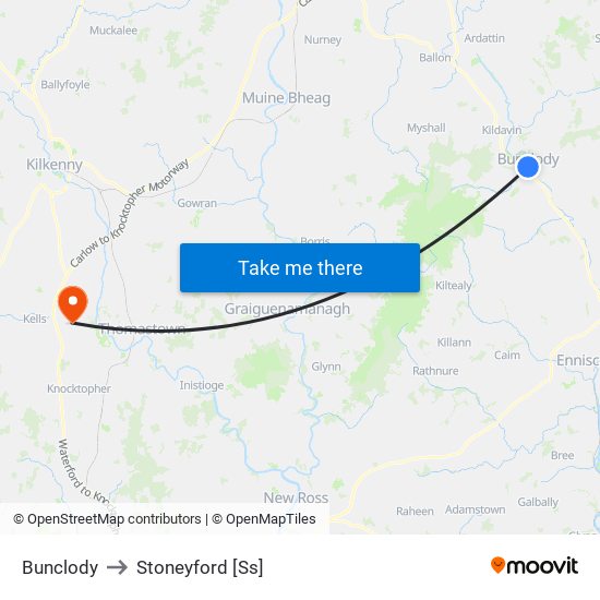 Bunclody to Stoneyford [Ss] map