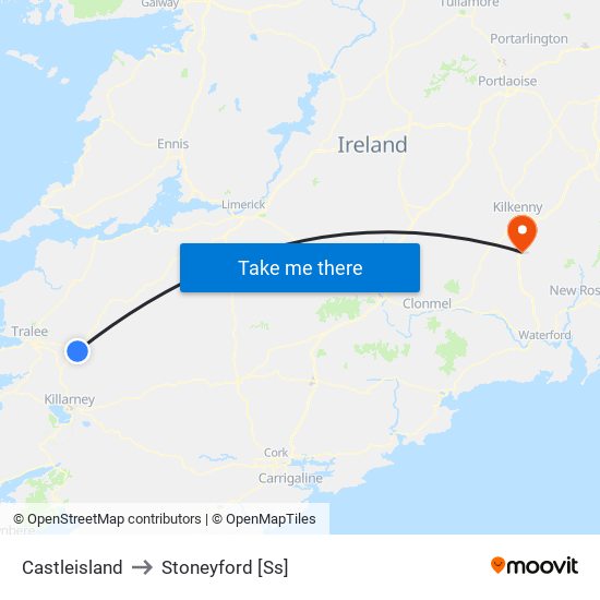 Castleisland to Stoneyford [Ss] map