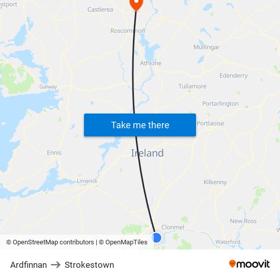 Ardfinnan to Strokestown map