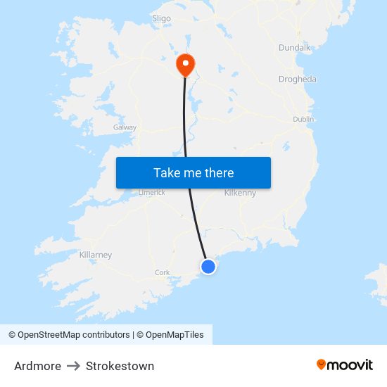 Ardmore to Strokestown map
