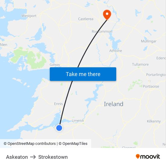 Askeaton to Strokestown map