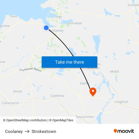 Coolaney to Strokestown map