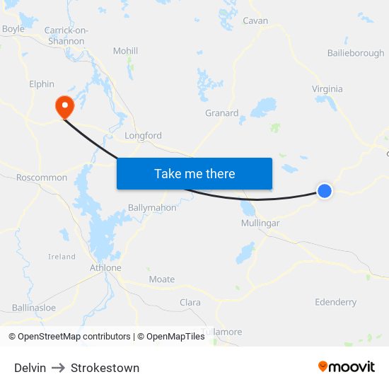 Delvin to Strokestown map