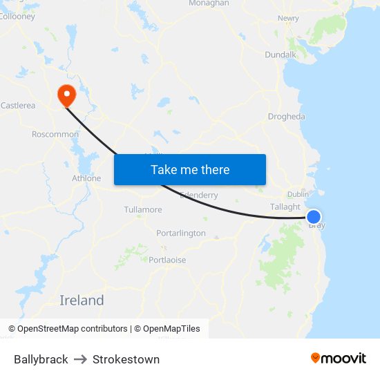 Ballybrack to Strokestown map
