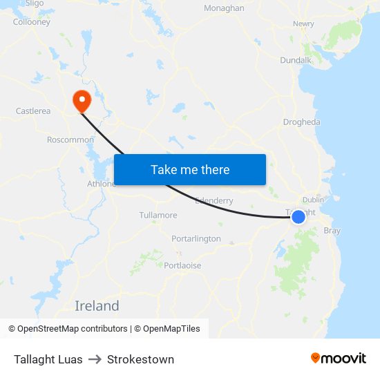 Tallaght Luas to Strokestown map