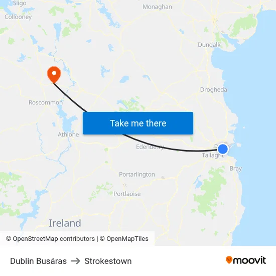 Dublin Busáras to Strokestown map