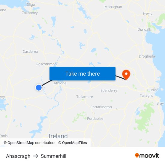Ahascragh to Summerhill map