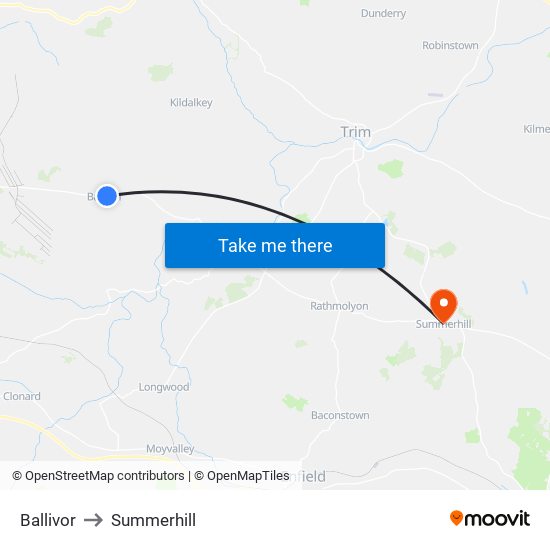 Ballivor to Summerhill map