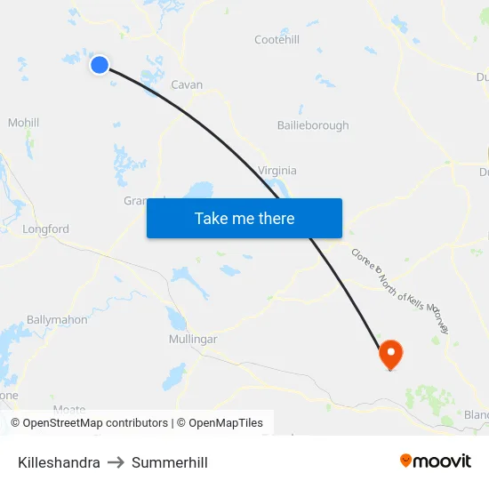 Killeshandra to Summerhill map