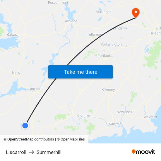 Liscarroll to Summerhill map