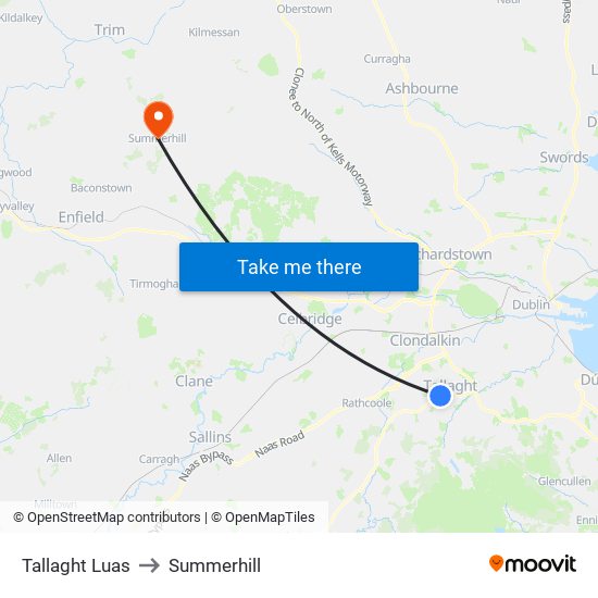 Tallaght Luas to Summerhill map
