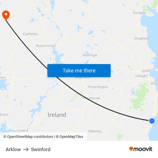 Arklow to Swinford map