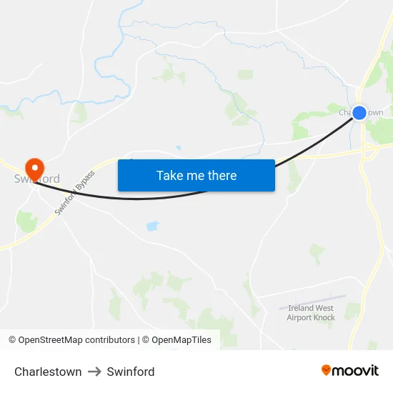 Charlestown to Swinford map
