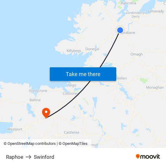 Raphoe to Swinford map