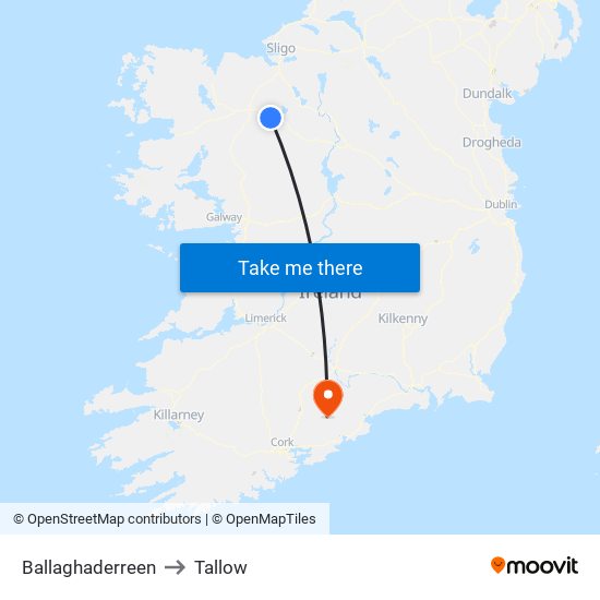 Ballaghaderreen to Tallow map