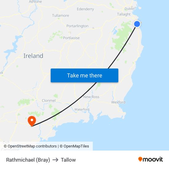 Rathmichael (Bray) to Tallow map