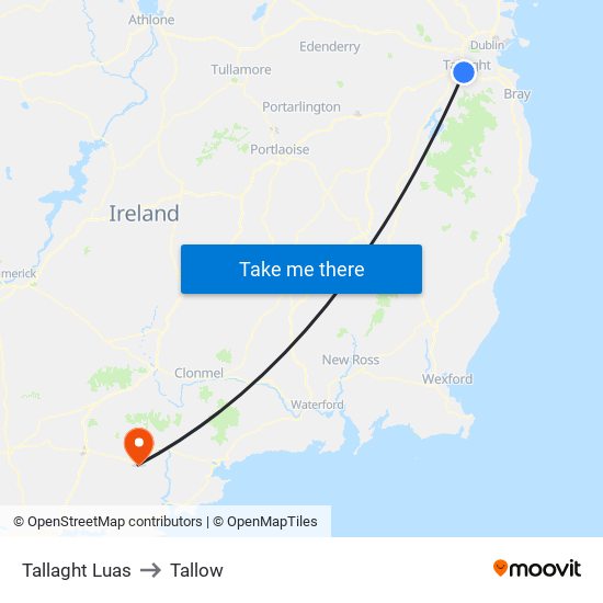 Tallaght Luas to Tallow map