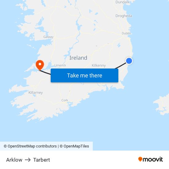 Arklow to Tarbert map