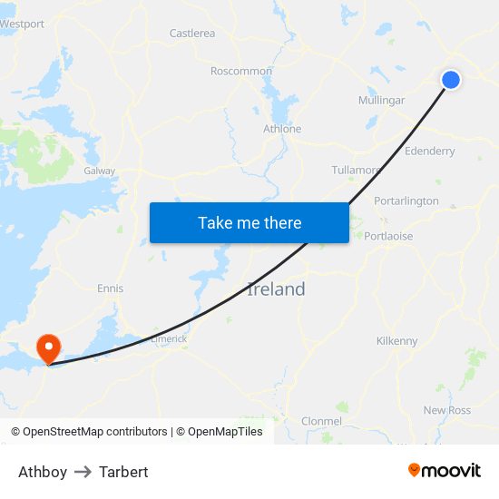 Athboy to Tarbert map
