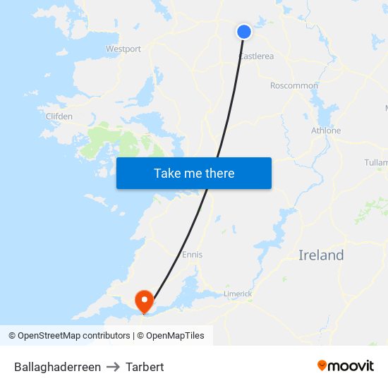 Ballaghaderreen to Tarbert map