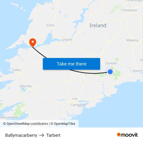 Ballymacarberry to Tarbert map